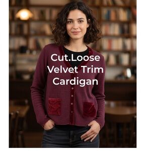 Cut Loose Velvet Trim Cardigan